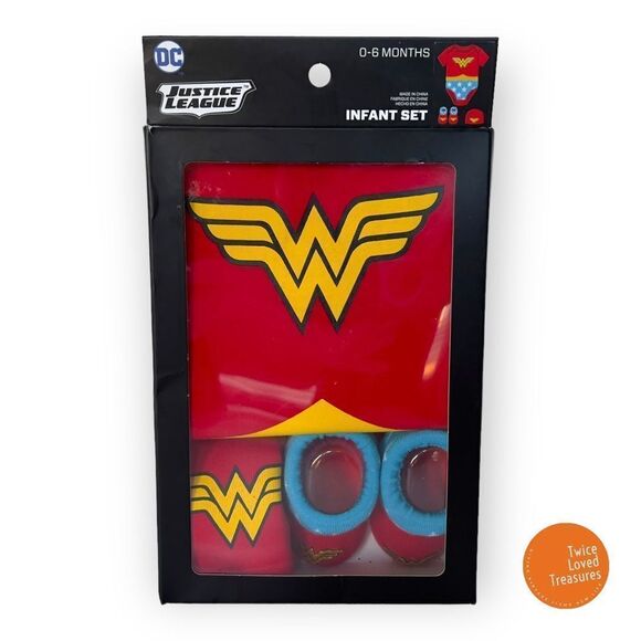Wonder Woman Justice League Size 0-6M 3-Piece Bodysuit Set - Picture 2 of 6